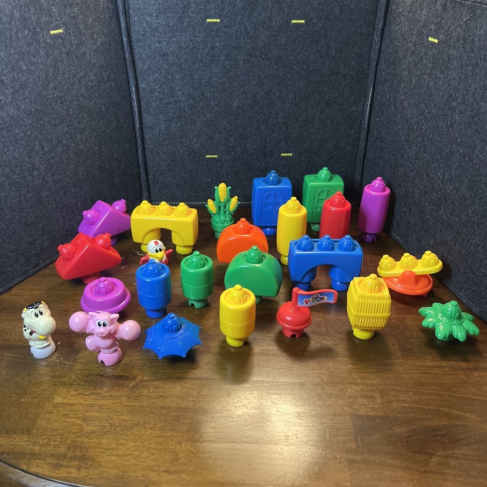 Vintage‎ Fisher Price Pop Onz Blocks Creative Building Set , 24 Piece Lot  EUC!!